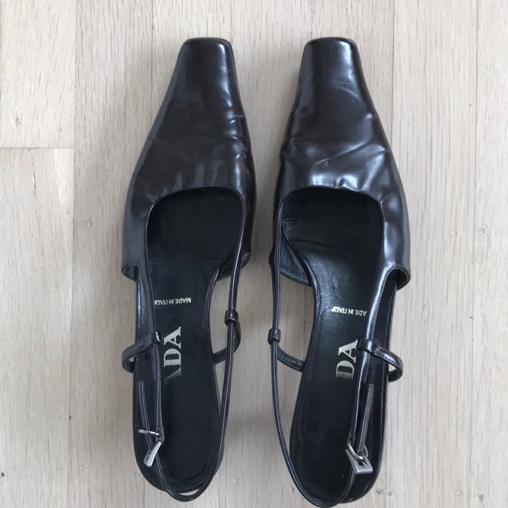 Prada Slingbacks size 7 dark brown shoes